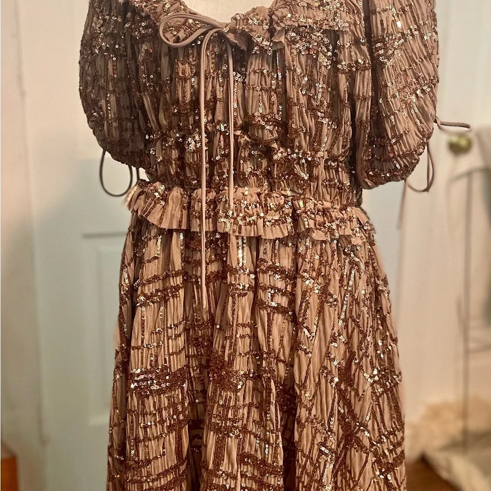 En Saison Brown Sequin-Embellished Mini Dress – Size Large, NWT - Picture 9 of 14